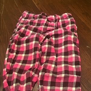 Cozy Plaid Kids Pajama Bottoms in Pink and Black
